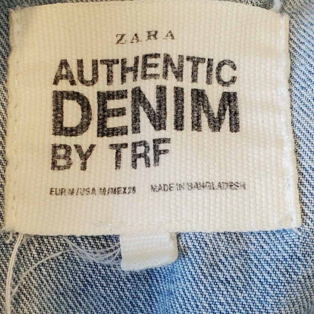 Zara TRF Womens Denim Jacket Blue Size Small Medium Jean Jacket - Picture 9 of 11